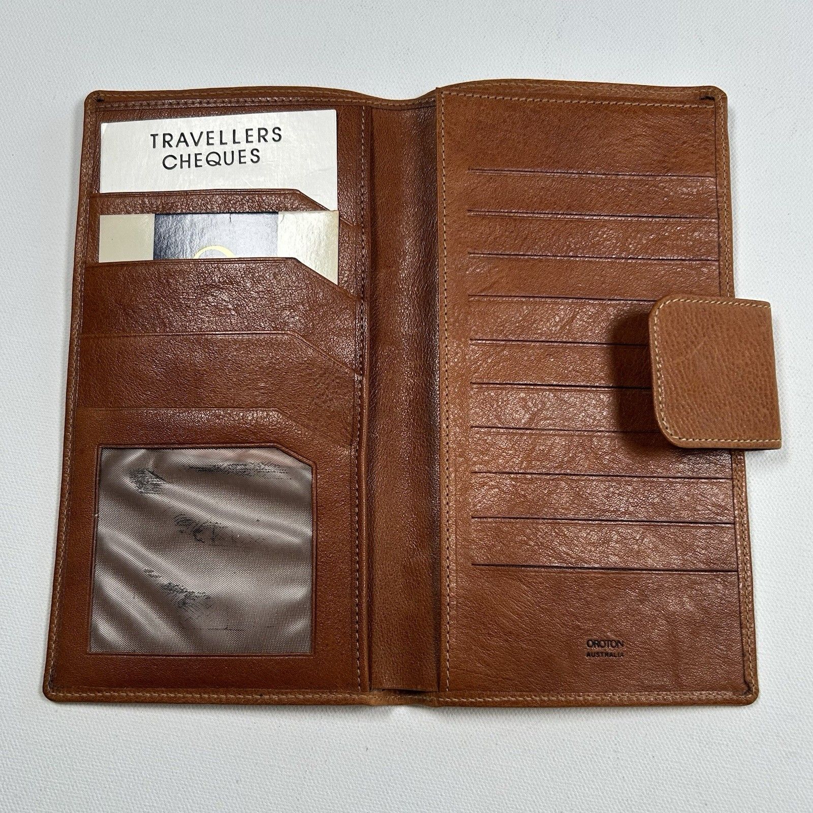 Vintage Oroton Nos Cafe Passport Leather Travel Wallet Aniline Cowhide Australia — image 2 of 8